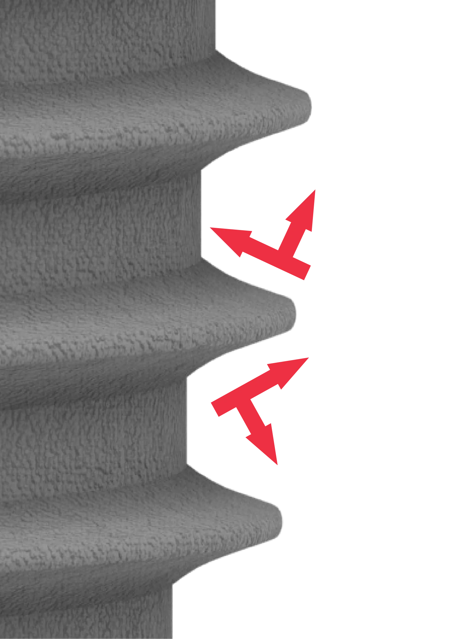 Self Tapping Force Resistance.<br/>  This design enables bone condensing, maximized compressive force resistance, and minimized shear force production. Thanks to Inserta’s P3 unique tapered morphology it <span class="text-primary-500">generates less heat and  increases primary stability and BIC</span>